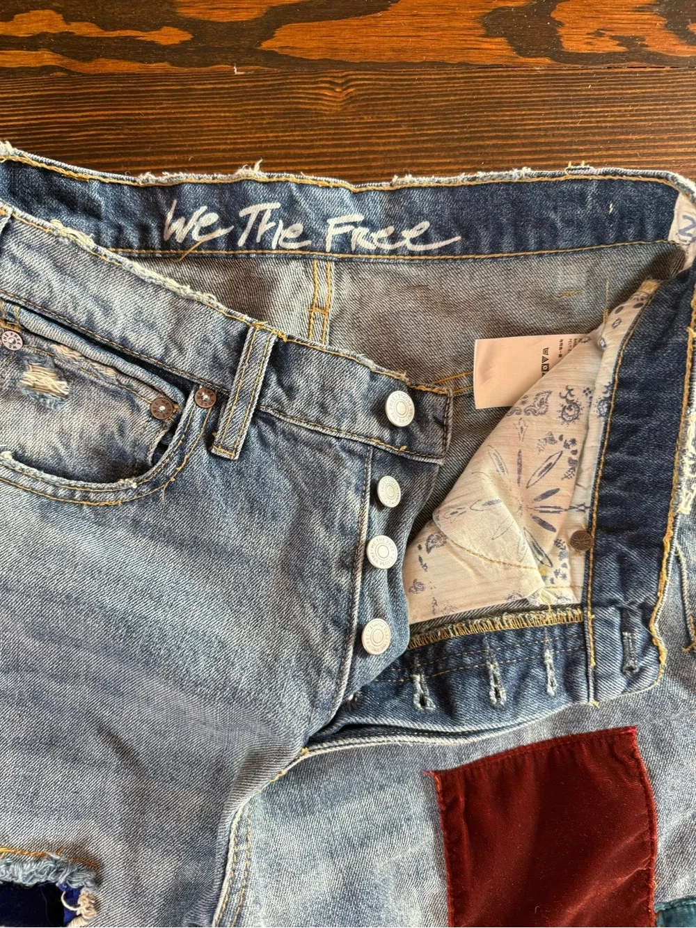 Free People We The Free Velvet Patchwork Jeans